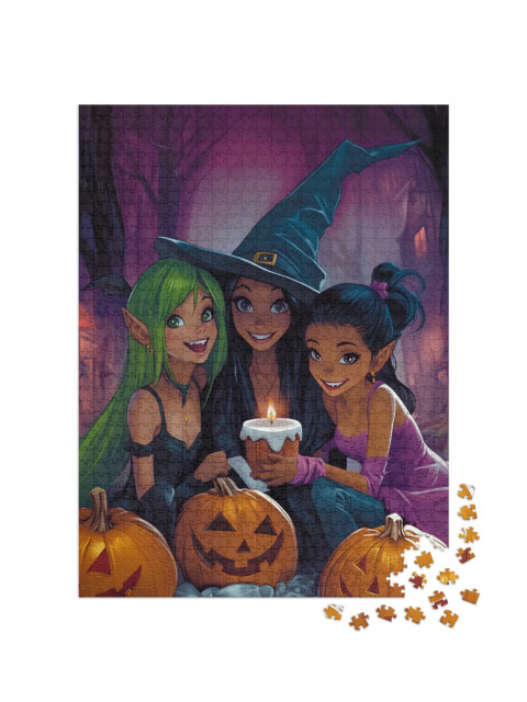 puzzle 1000 dílků „Přítelkyně slaví Halloween“