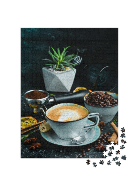 puzzle 1000 dílků „Čerstvě uvařené cappuccino s latte artem“