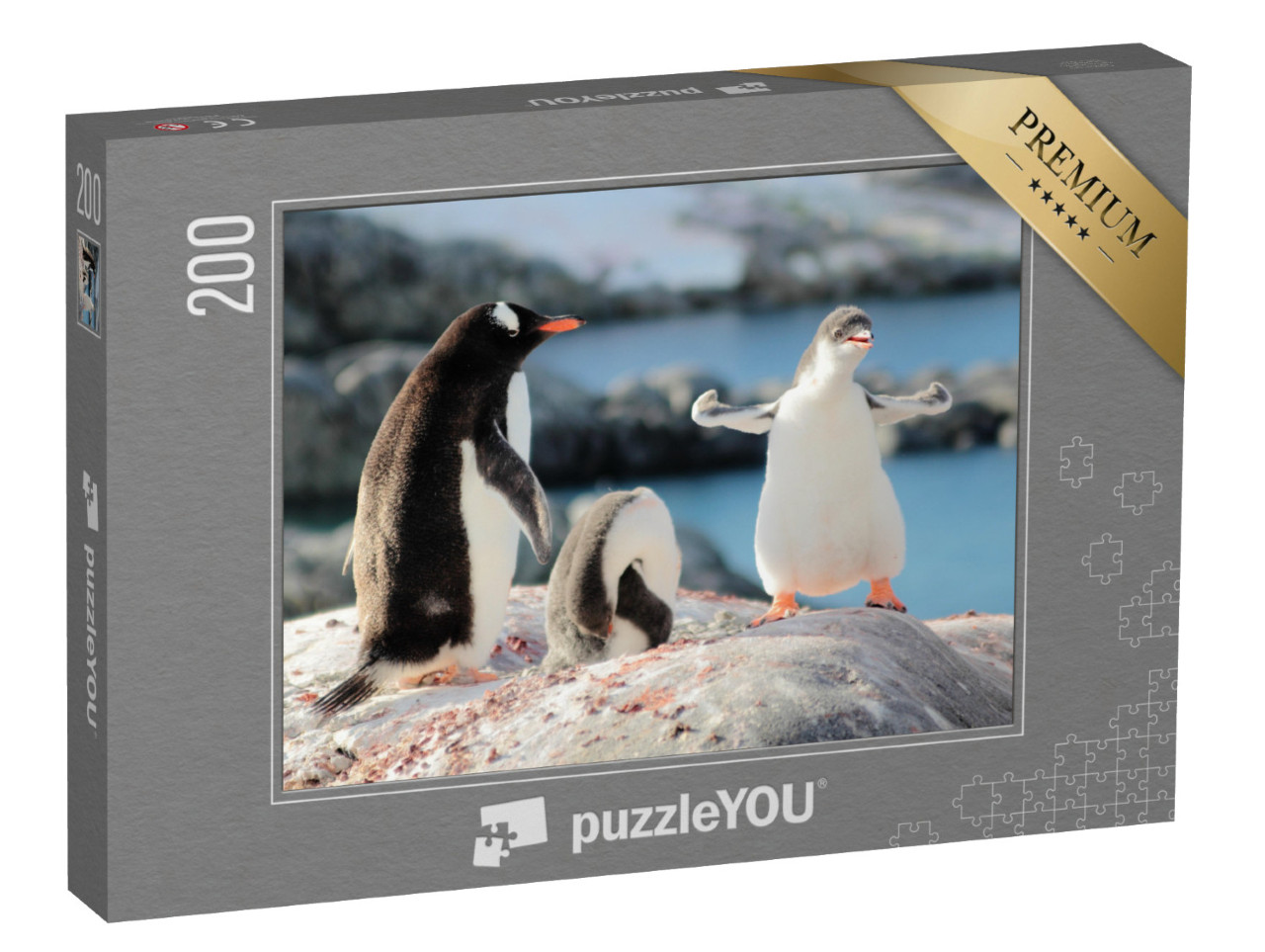 puzzle 200 dílků „Kdo je nejsilnější tučňák?“