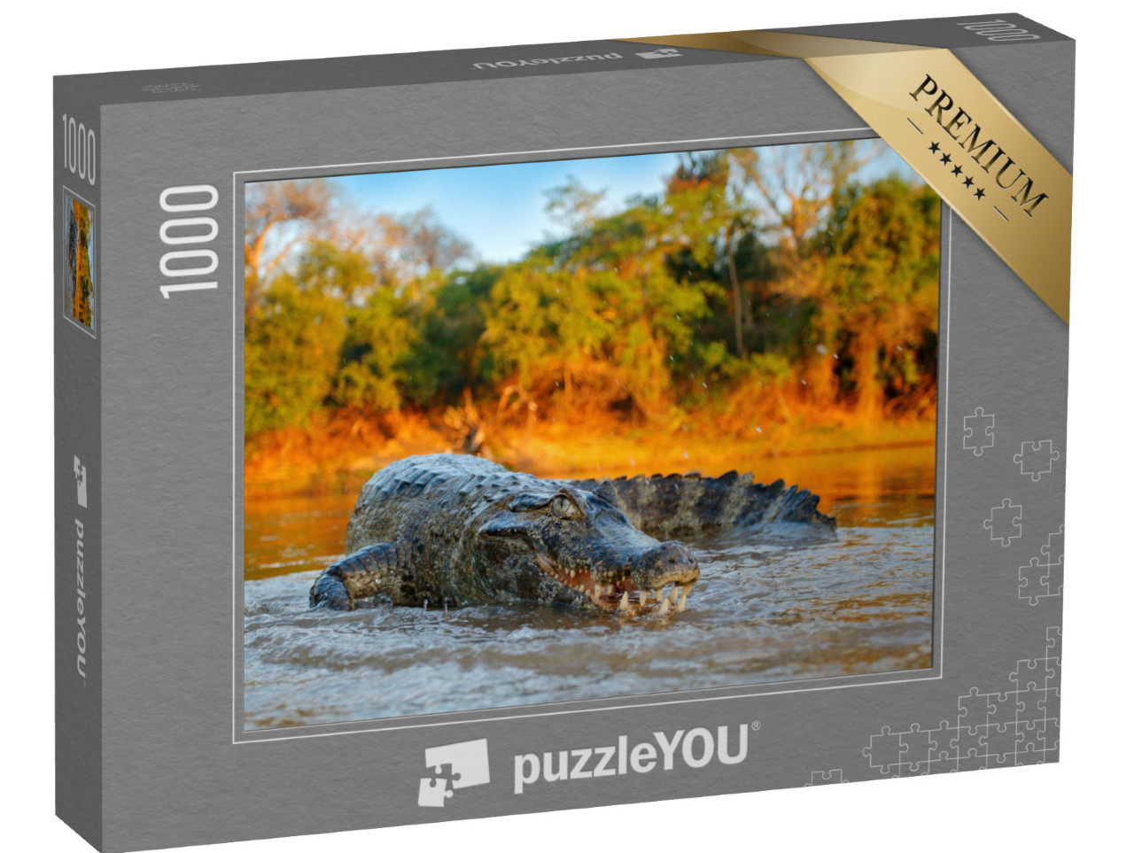 puzzle 1000 dílků „Krokodýl na břehu řeky, Bolívie“