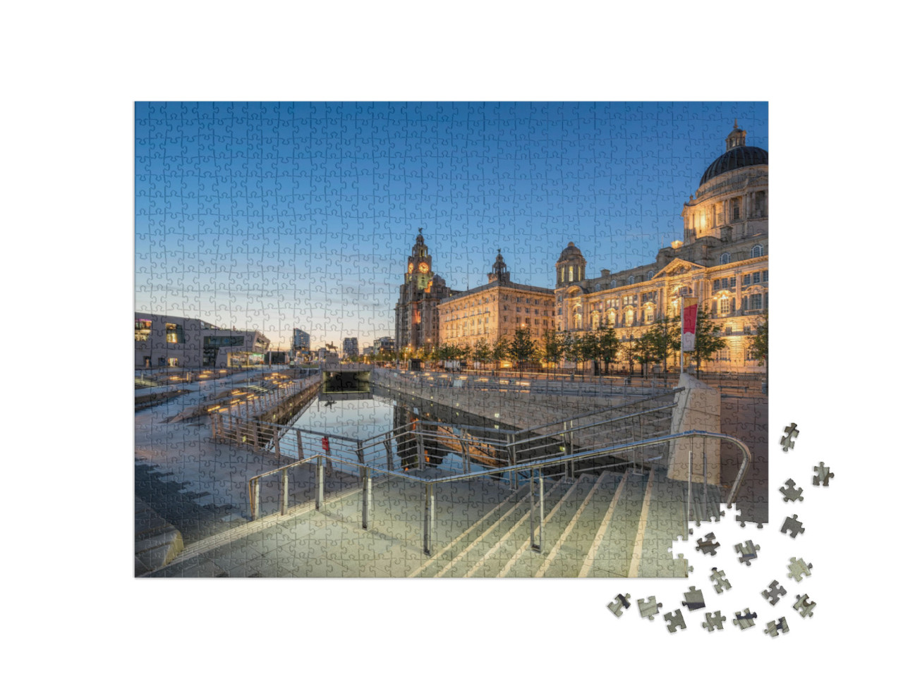 puzzle 1000 dílků „Tři grácie na nábřeží Pier Head v Liverpoolu“