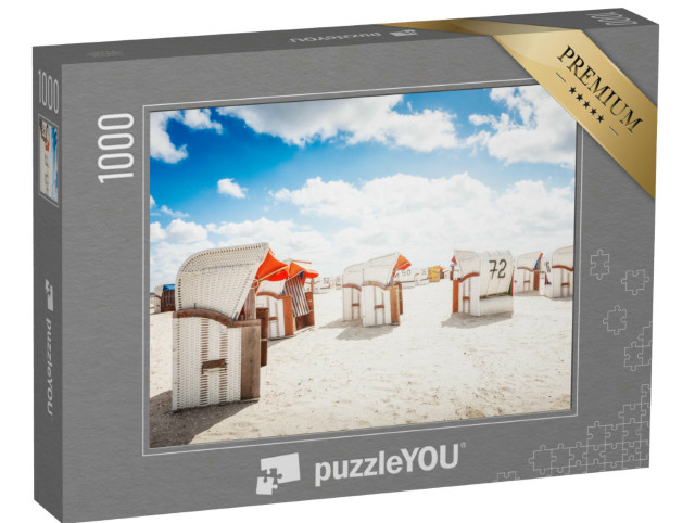 puzzle 1000 dílků „Lehátka na písečné pláži, pobřeží Severního moře“