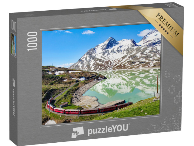 puzzle 1000 dílků „Vlak na krásném průsmyku Bernina ve Švýcarsku“