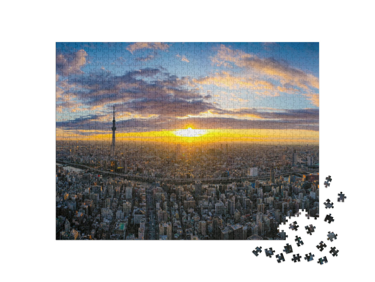 puzzle 1000 dílků „Tokio ve světle vycházejícího slunce“