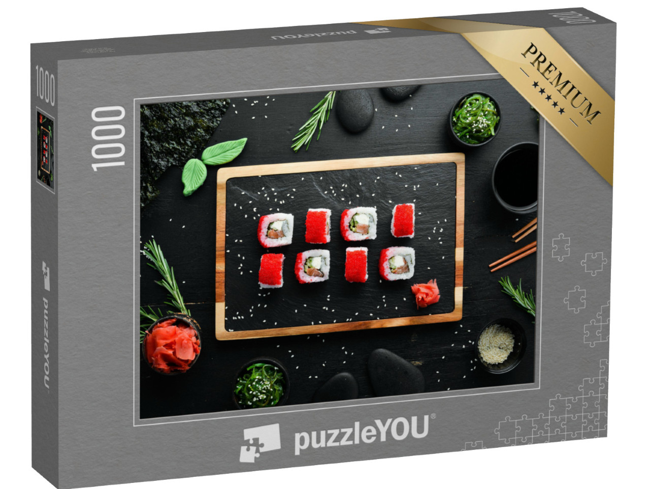 puzzle 1000 dílků „Čerstvá sushi rolka s kaviárem“