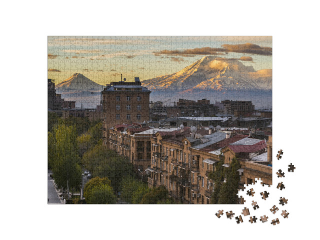 puzzle 1000 dílků „Město Jerevan s majestátní horou Ararat, Arménie“