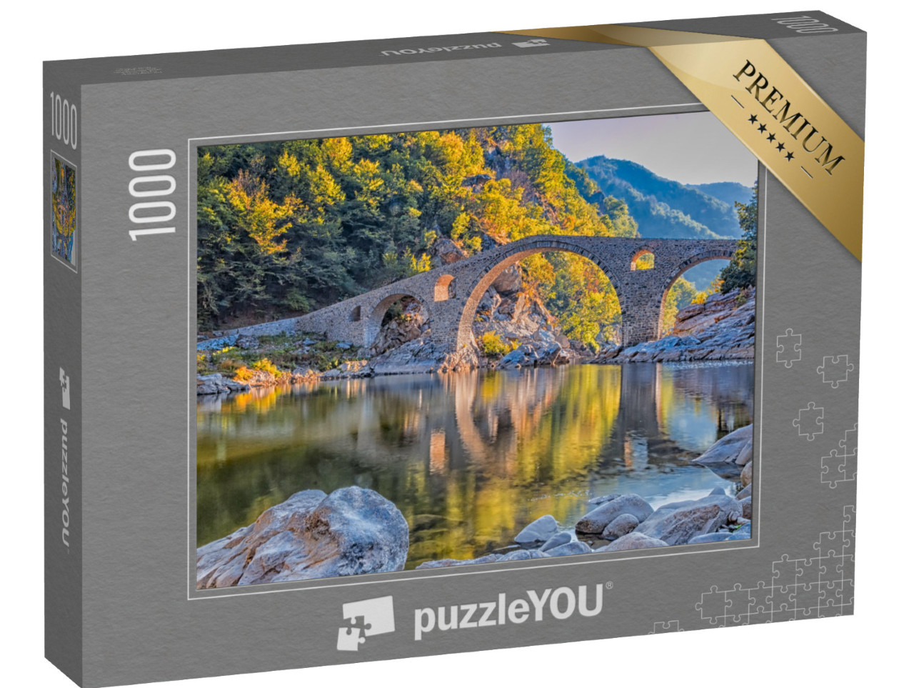 puzzle 1000 dílků „Starý kamenný most u Ardina na podzim, Bulharsko“