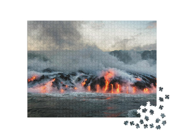 puzzle 1000 dílků „Stékání roztavené lávy do Tichého oceánu“