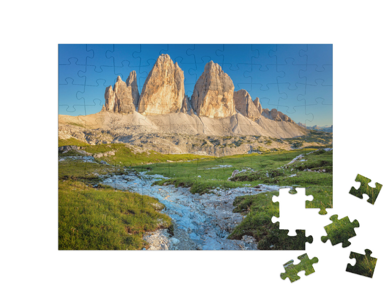 puzzle 100 dílků „Slavné Tři vrcholy v Dolomitech, Itálie“