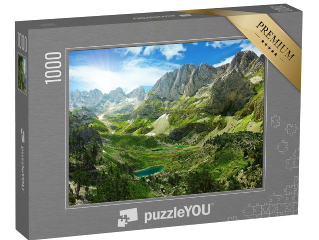 puzzle 1000 dílků „Úžasné výhledy na horská jezera v Albánských Alpách“