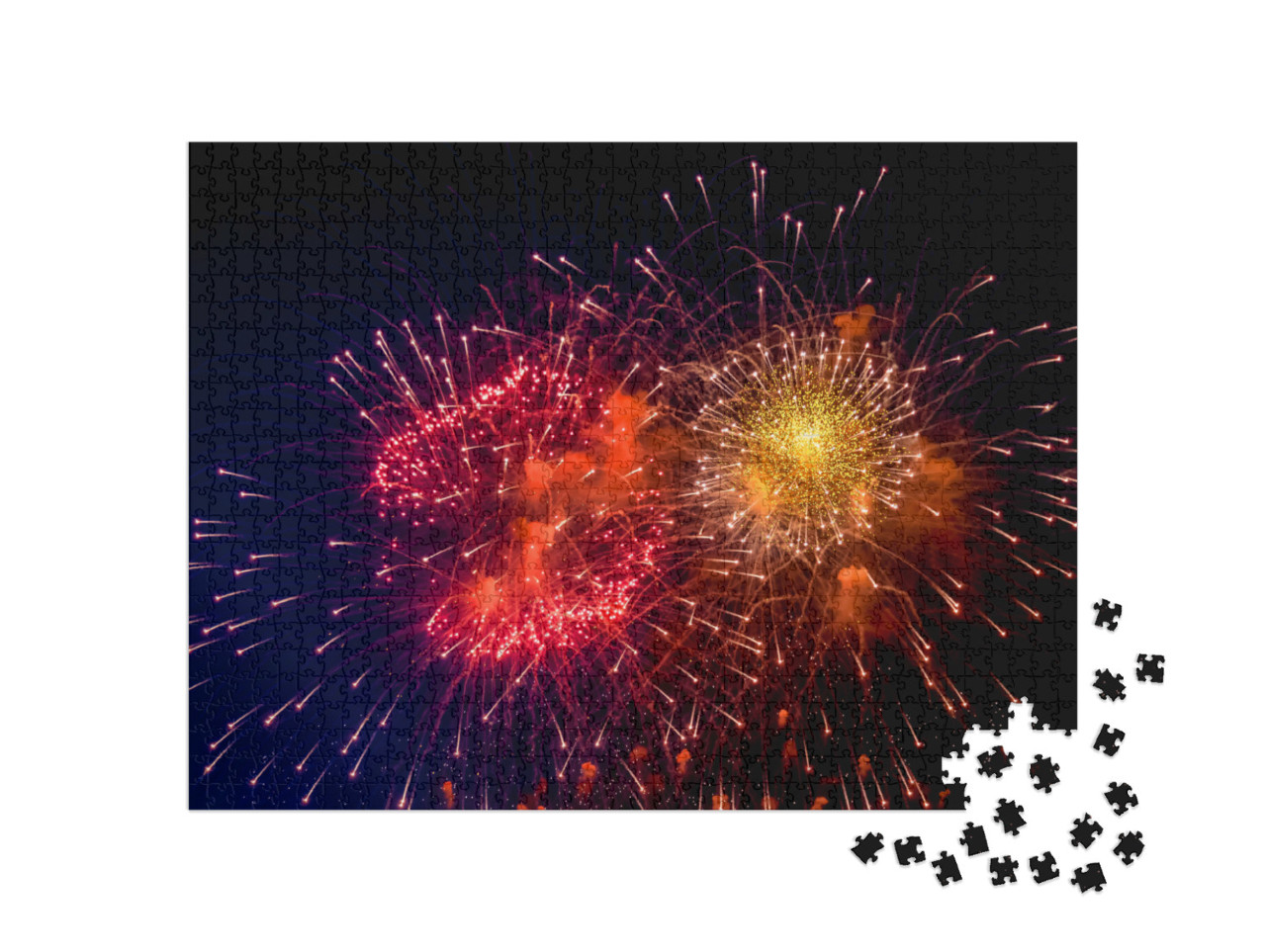 puzzle 1000 dílků „Pozadí prázdninových ohňostrojů s jiskrami, barevnými hvězdami...“