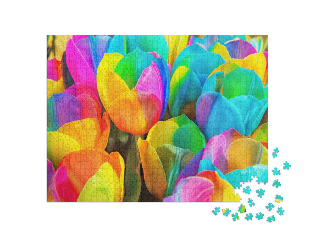 puzzle 1000 dílků „Duhové tulipány“