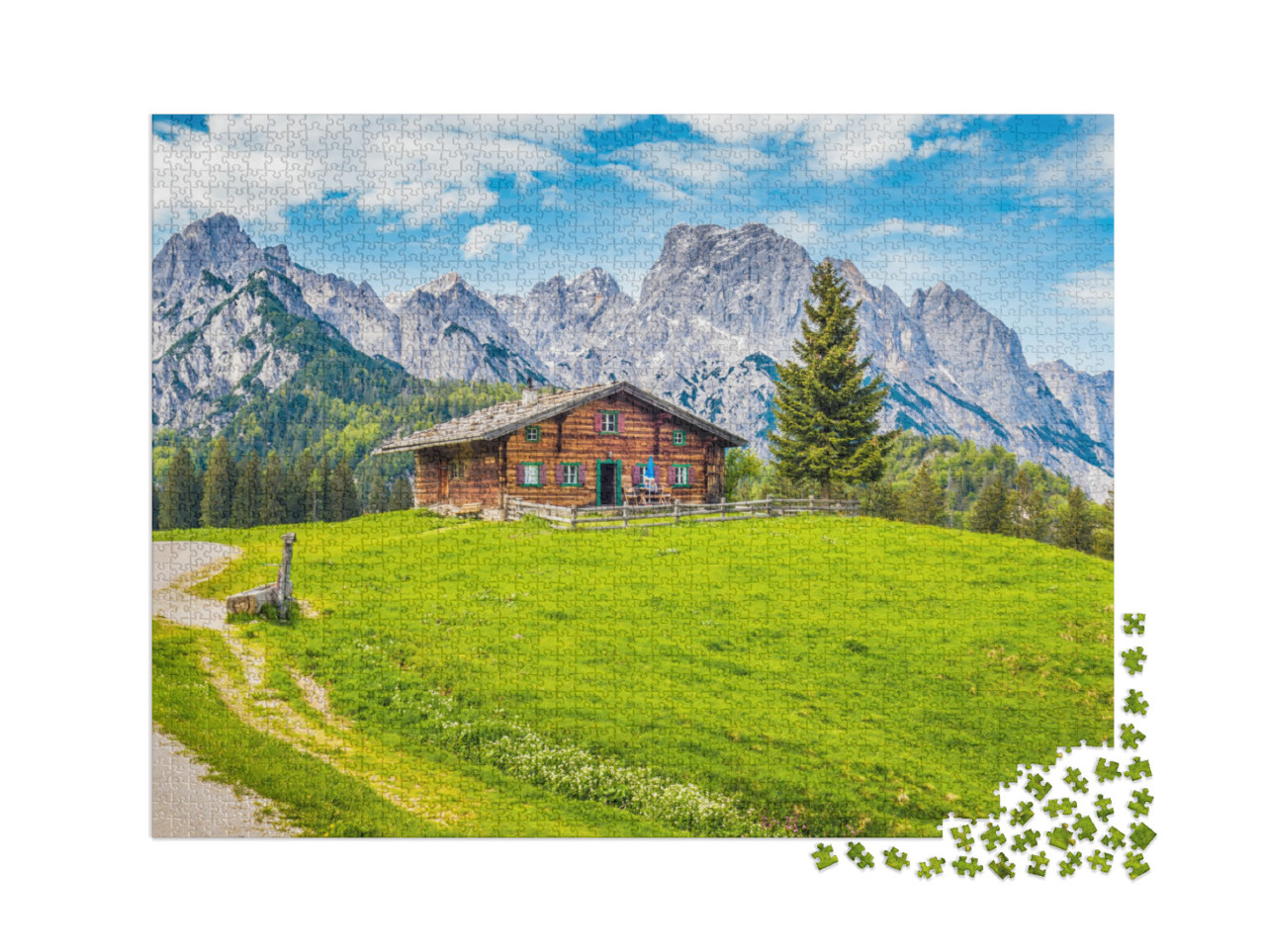 puzzle 2000 dílků „Tradiční horská chata, Rakousko“