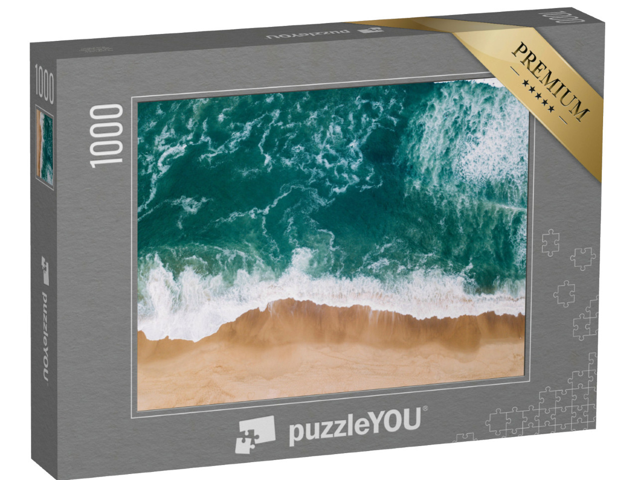 puzzle 1000 dílků „Pláž u Atlantiku poblíž Seignosse, letecký pohled, Francie“