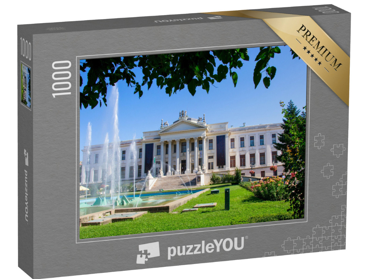 puzzle 1000 dílků „Krásná kvetoucí růžová zahrada v maďarském Szegedu“