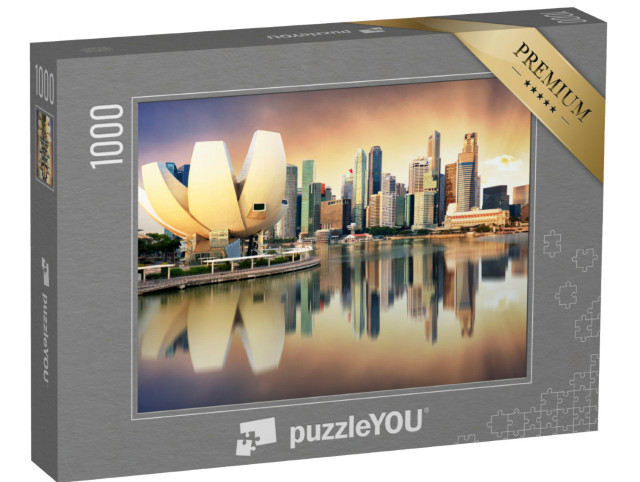 puzzle 1000 dílků „Singapurské panorama v přístavu ve večerním světle“