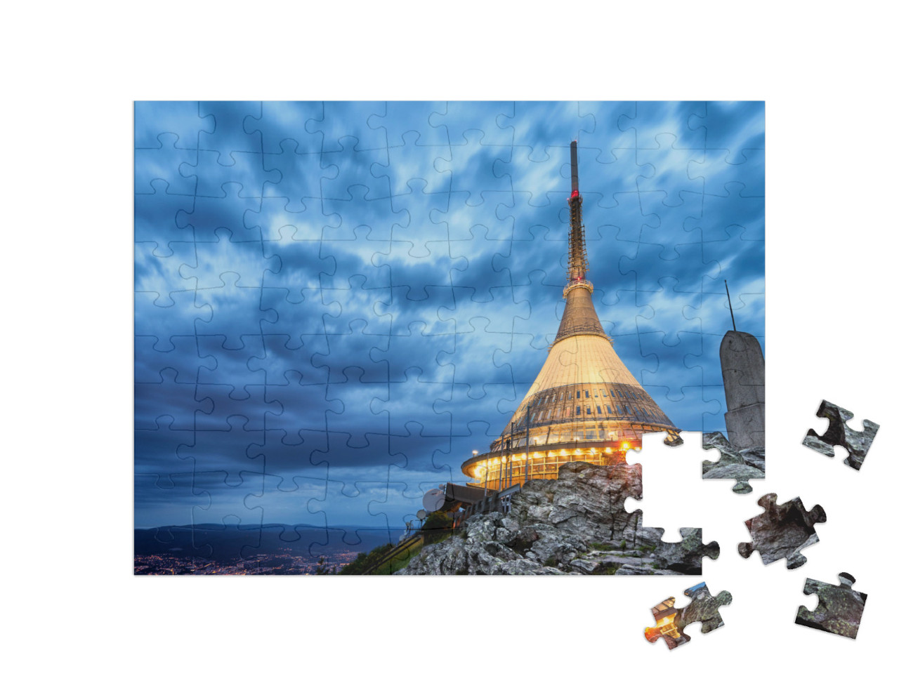 puzzle 100 dílků „Rozhledna Ještěd, Česká republika“