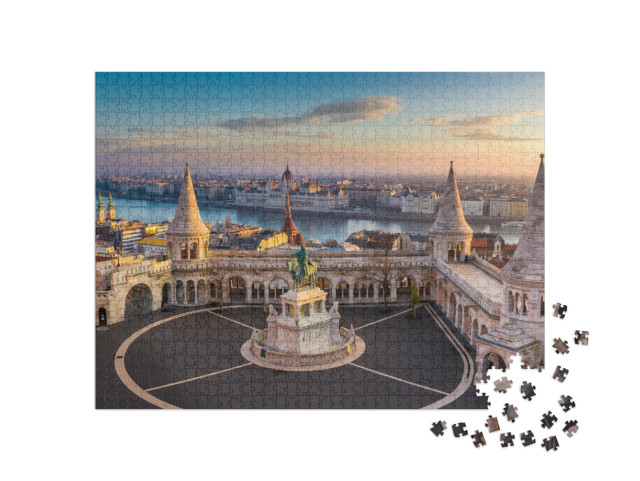 puzzle 1000 dílků „Slavná Rybářská bašta při východu slunce, Budapešť, Maďarsko“