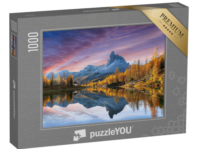 puzzle 1000 dílků „Podzimní pohled na jezero Federa v Dolomitech, Itálie“