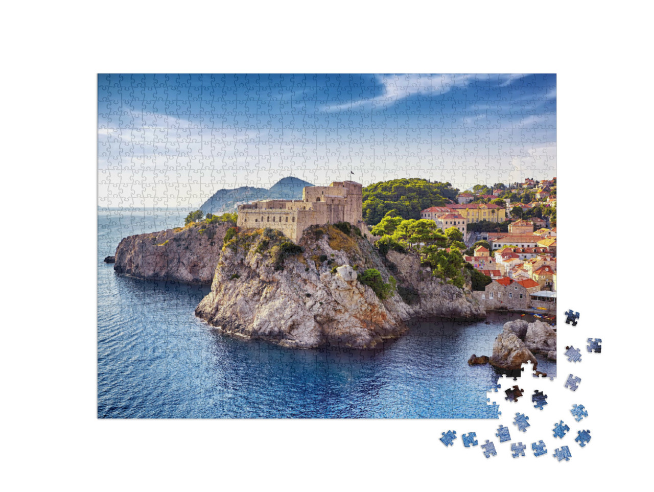 puzzle 1000 dílků „Celkový pohled na Dubrovník s pevnostmi, Chorvatsko“