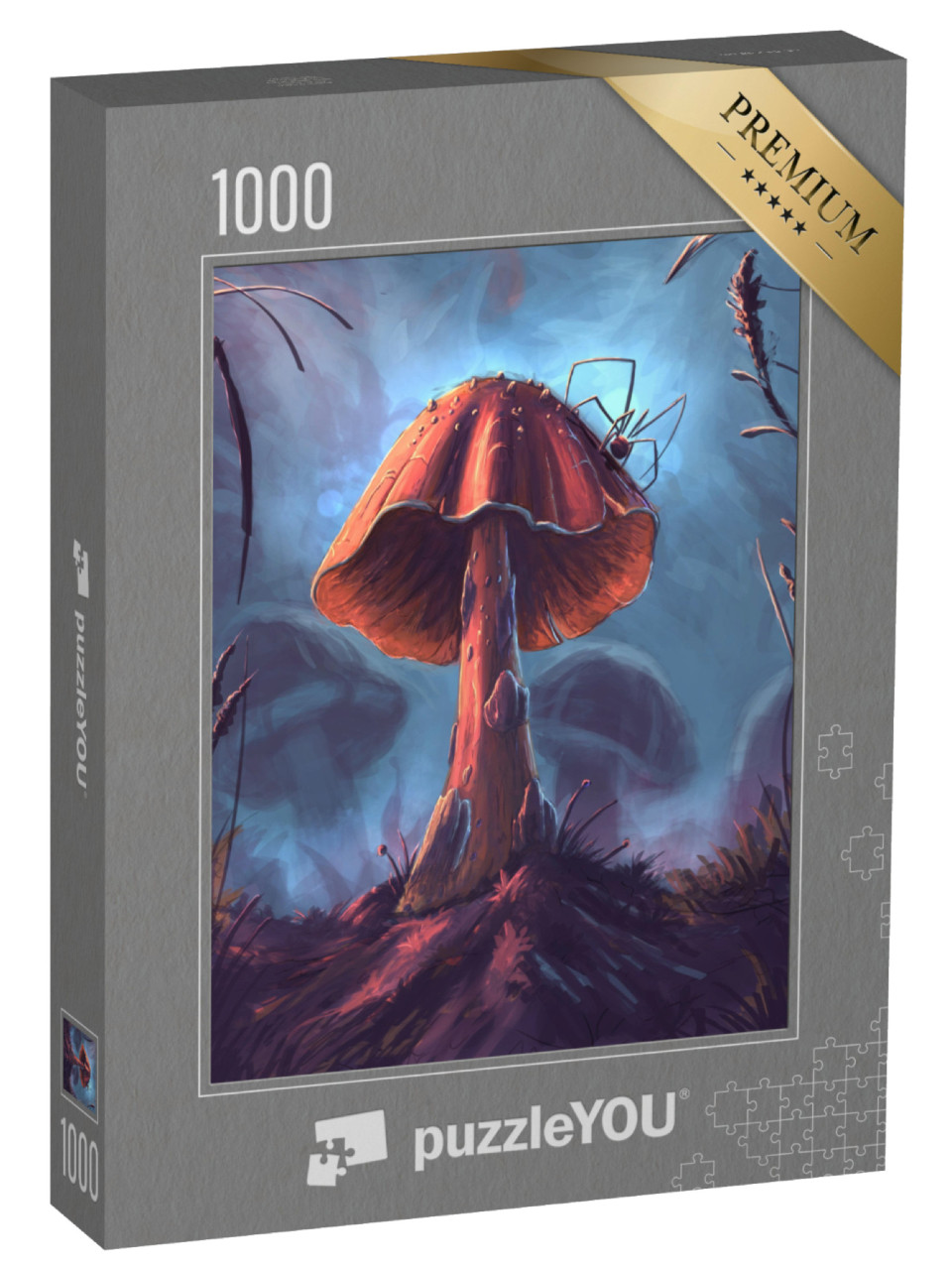 puzzle 1000 dílků „Fantasy houba s pavoukem, digitální ilustrace“