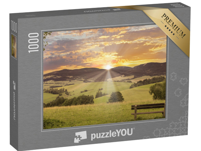 puzzle 1000 dílků „Pohled do údolí, na hory a západ slunce“