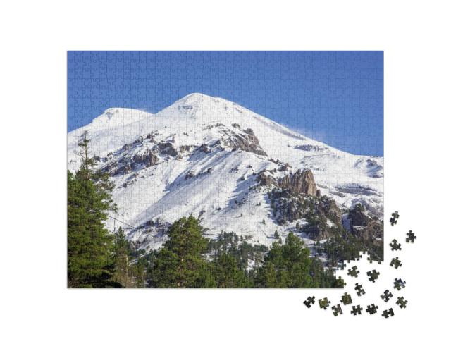 puzzle 1000 dílků „Nejvyšší bod Evropy, vrchol Elbrusu, sopka Elbrus“