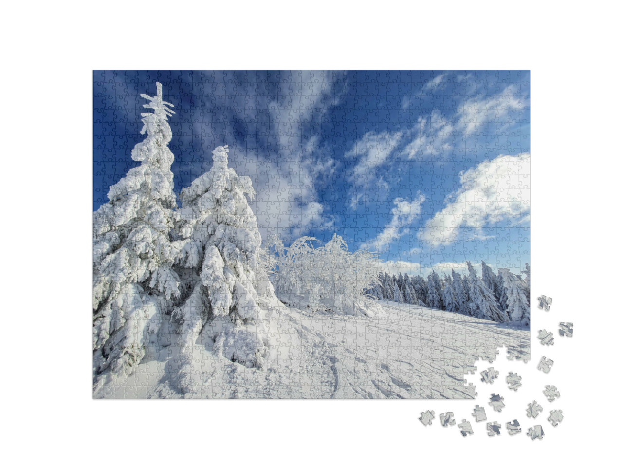 puzzle 1000 dílků „Klínovec v zimě, Krušné hory, Česká republika“