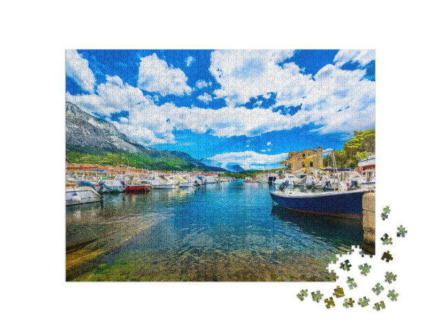 puzzle 1000 dílků „Barevný pohled na Makarskou riviéru, Chorvatsko“