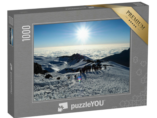 puzzle 1000 dílků „Turisté na Kilimandžáru, nejvyšším vrcholu Afriky, Serengeti“