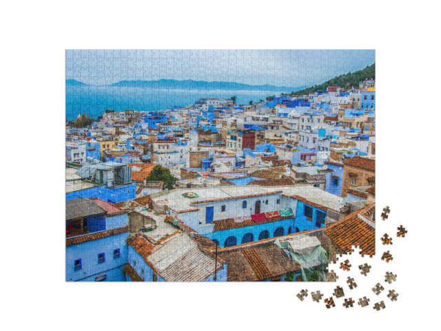 puzzle 1000 dílků „Modré město Chefchaouen v pohoří Rif, Maroko“