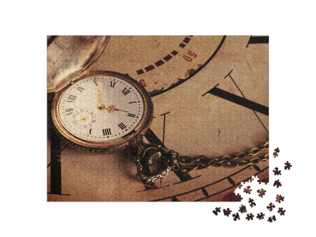puzzle 1000 dílků „Zlaté kapesní hodinky jako vintage hodinky“