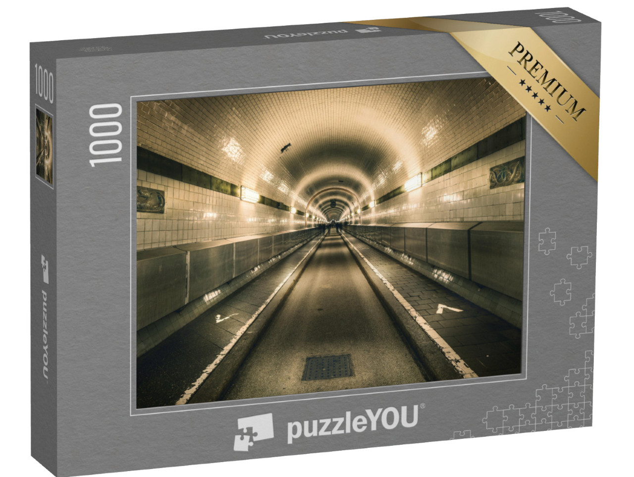 puzzle 1000 dílků „Starý labský tunel, Hamburk, Německo“