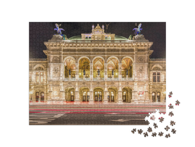 puzzle 1000 dílků „Vídeňská státní opera v noci, Vídeň, Rakousko“