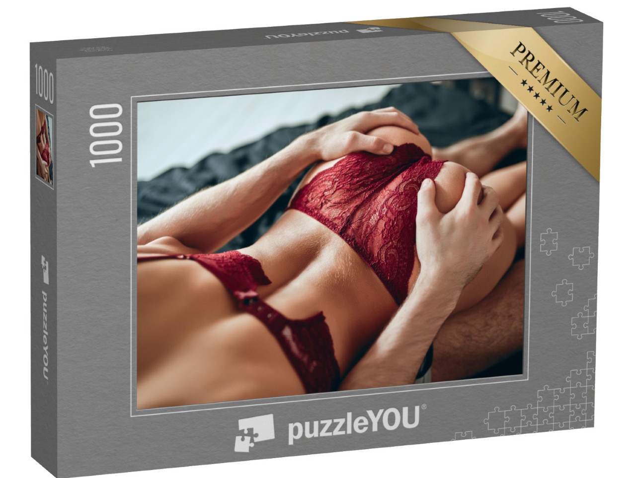 puzzle 1000 dílků „Vášnivý pár milující se v posteli“