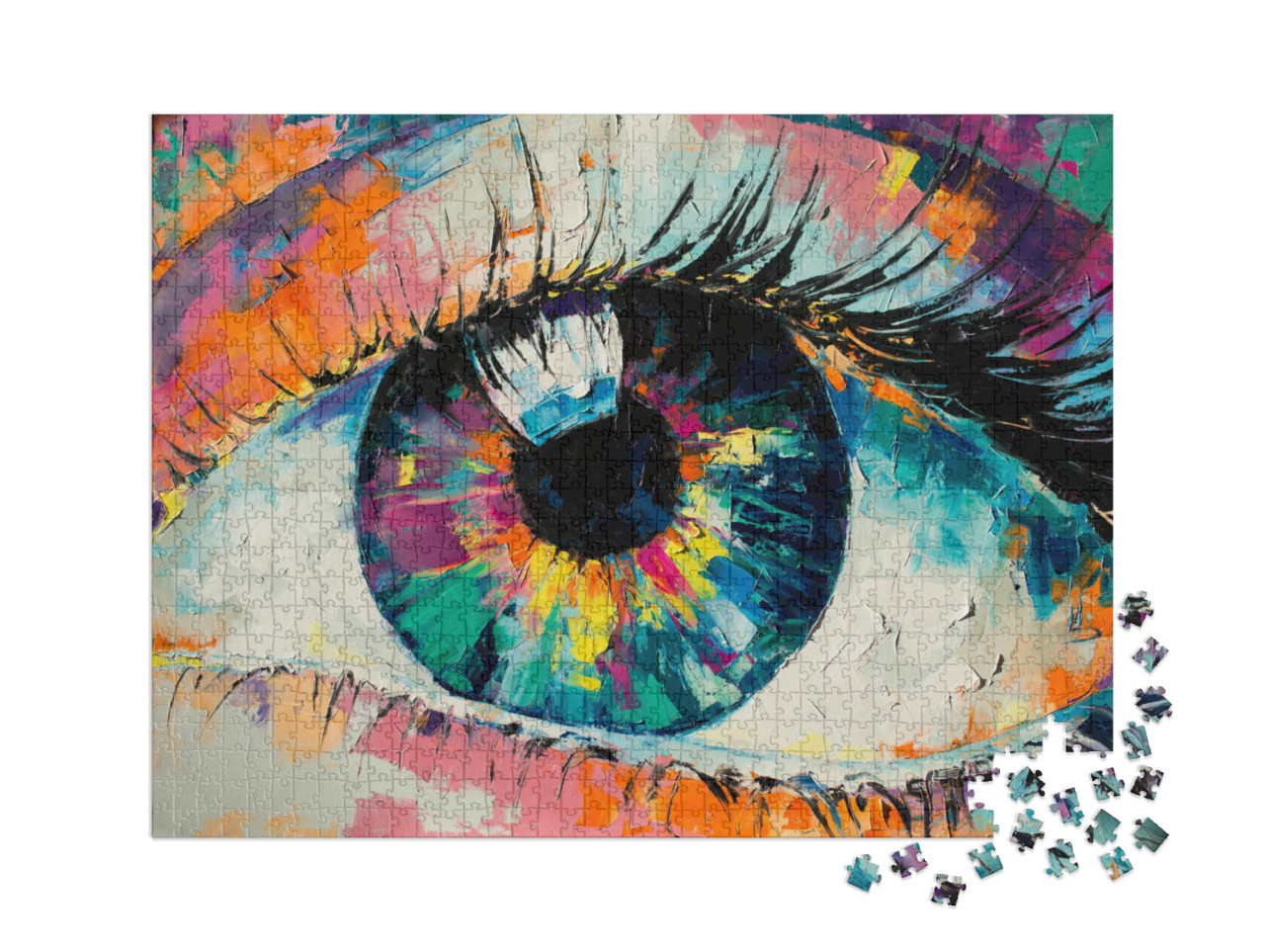 puzzle 1000 dílků XXL „Abstraktní obraz oka, olejomalba“