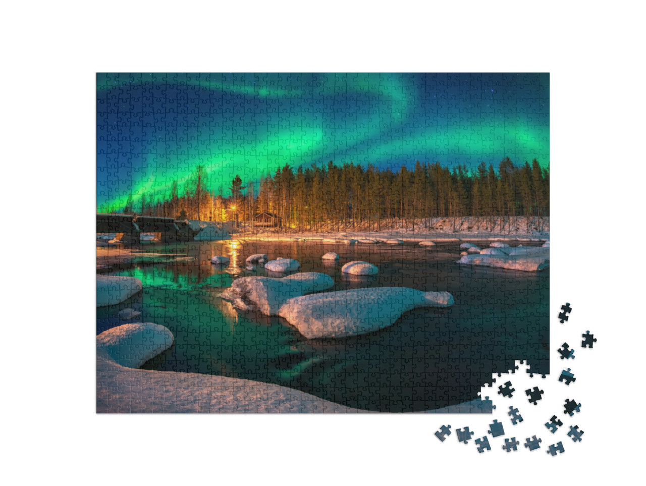 puzzle 1000 dílků „Aurora borealis: polární záře“