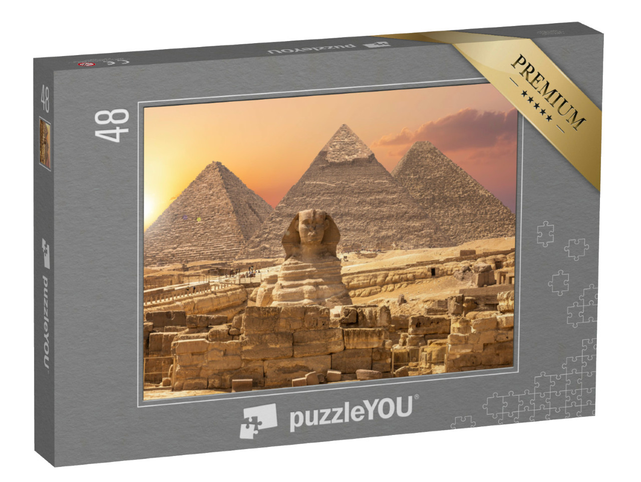 puzzle 48 dílků „Divy světa, pyramidy se Sfingou, Gíza, Egypt“