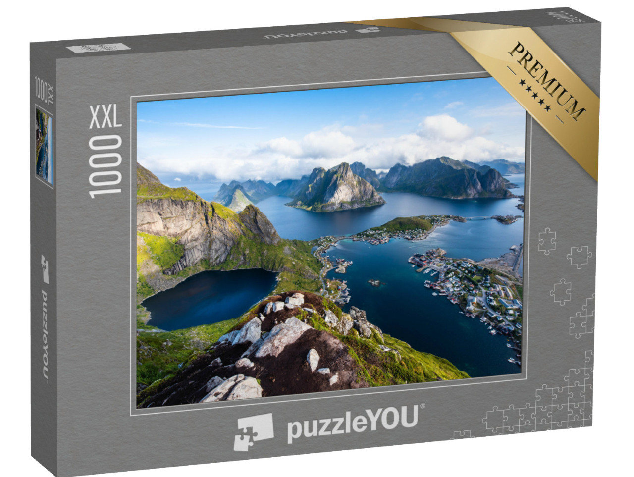 puzzle 1000 dílků XXL „Pohled na úchvatné hory na Lofotách, Norsko“