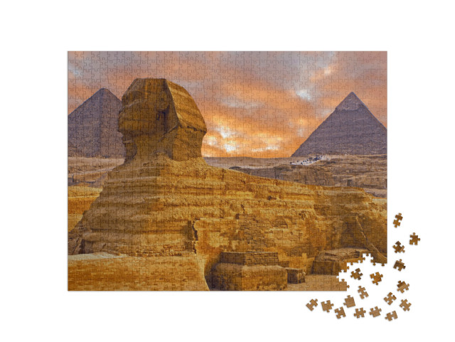 puzzle 1000 dílků „Pohled na Sfingu na Sahaře, Egypt“