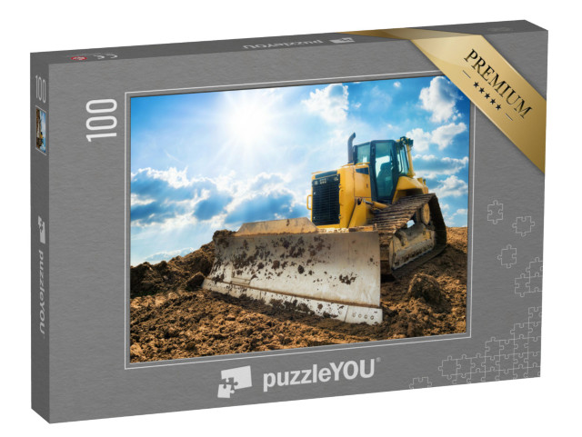puzzle 100 dílků „Žlutý bagr na nové stavbě“