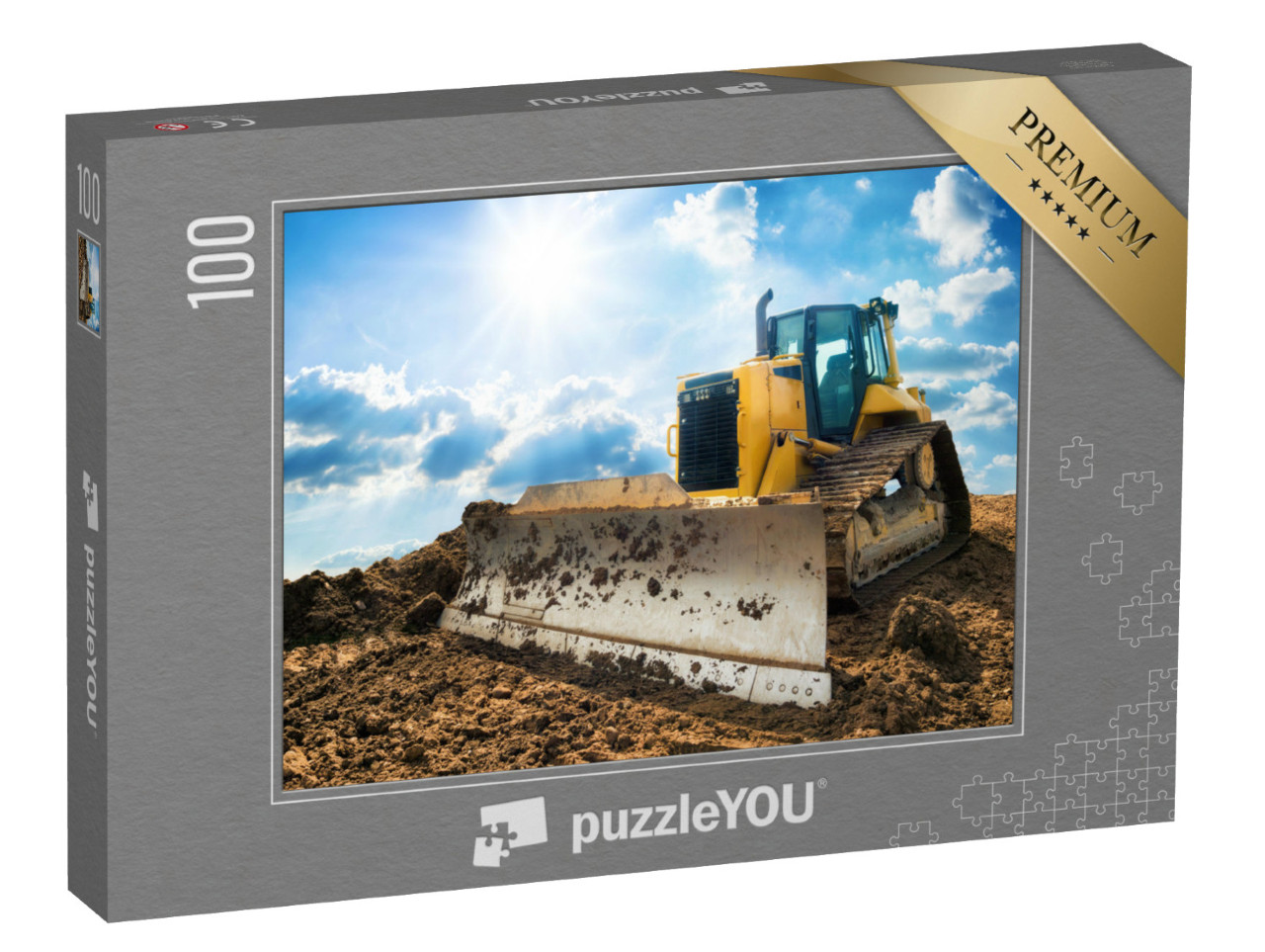 puzzle 100 dílků „Žlutý bagr na nové stavbě“