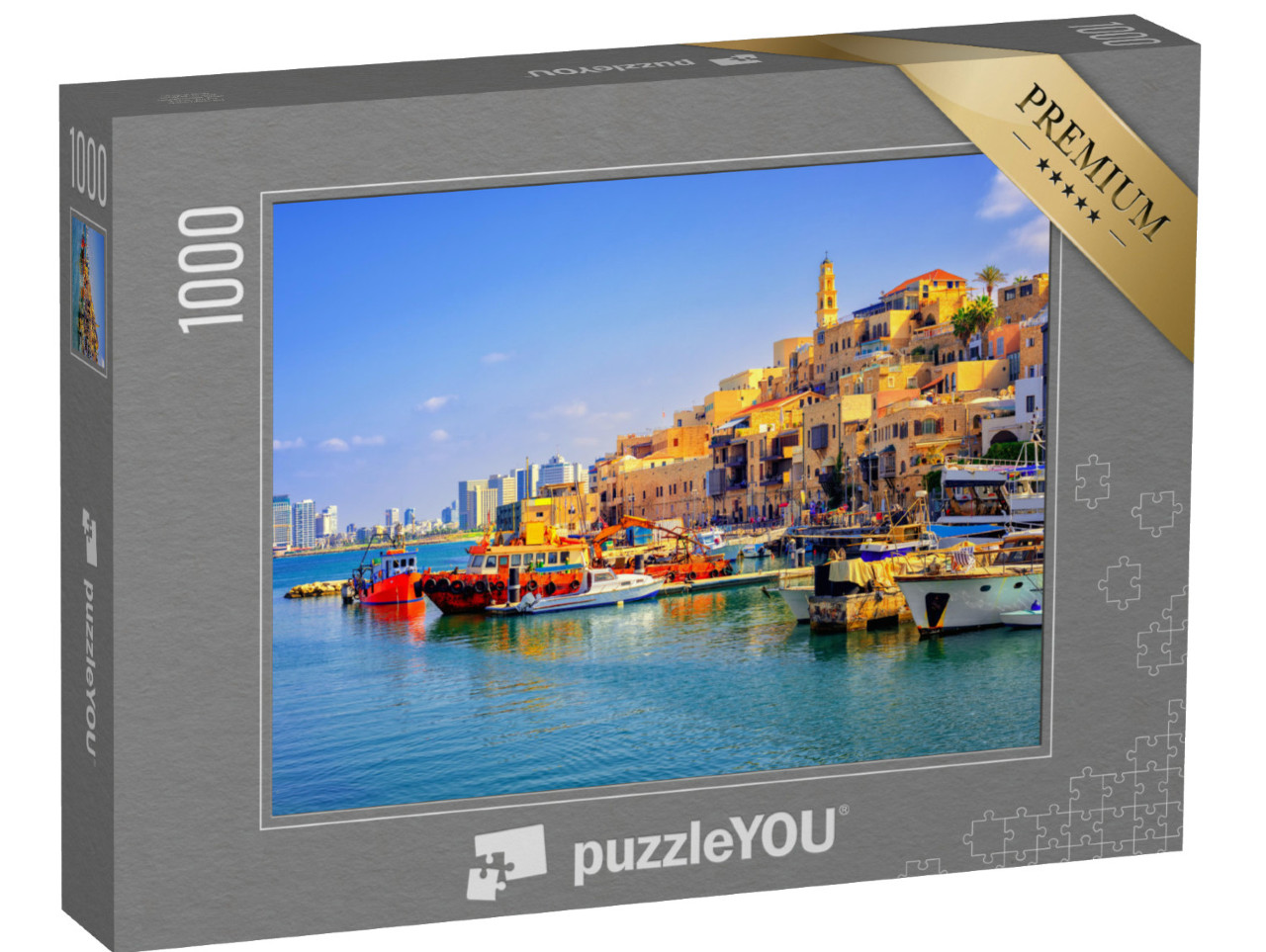 puzzle 1000 dílků „Staré město, přístav Jaffa a panorama Tel Avivu, Izrael“