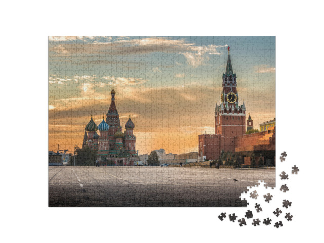 puzzle 1000 dílků „Chrám Vasila Blaženého za soumraku, Moskva“