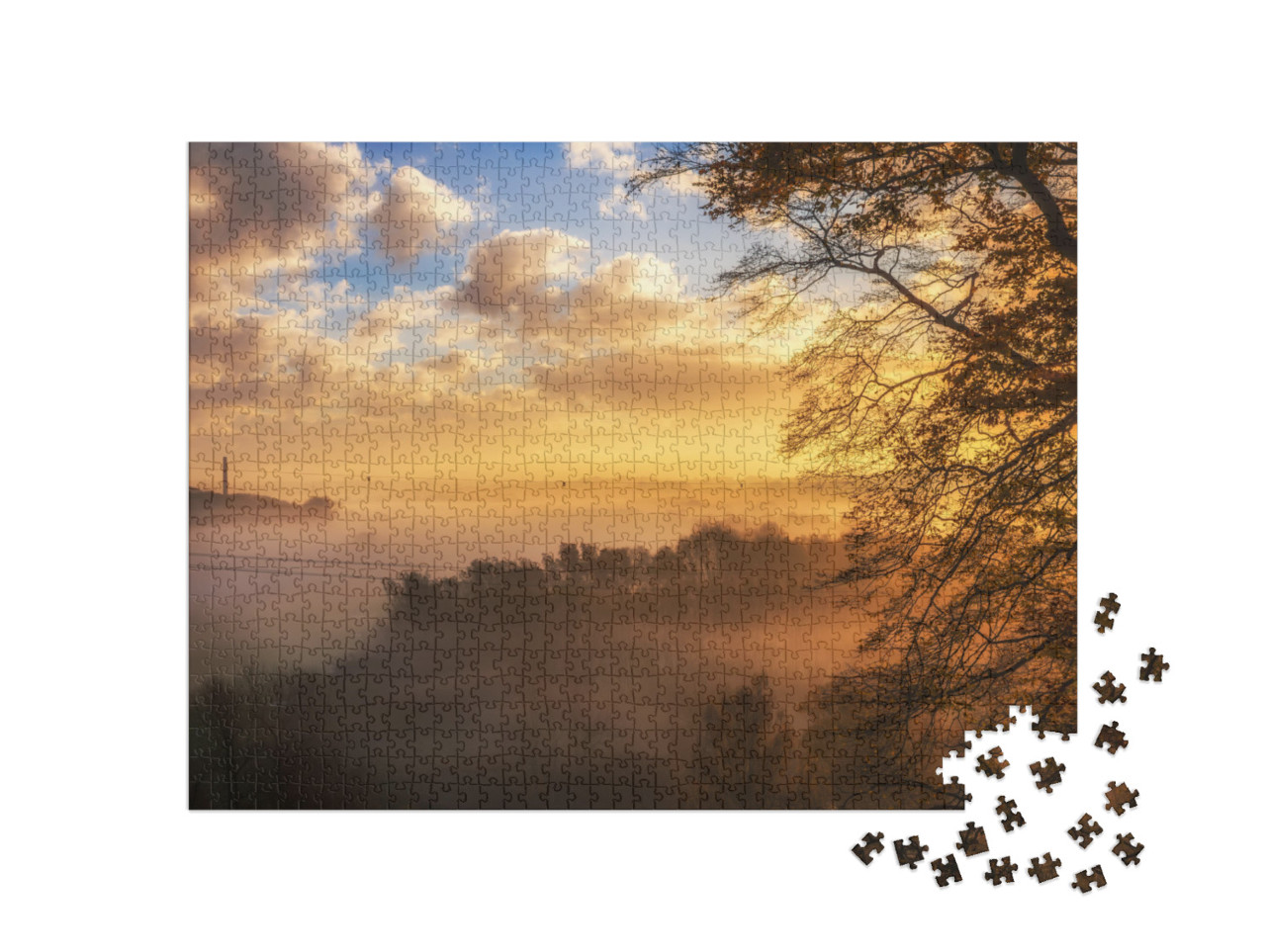 puzzle 1000 dílků „Východ slunce nad krásným údolím“