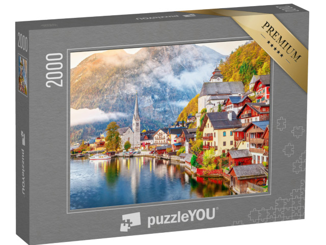 puzzle 2000 dílků „Hallstattské jezero s břehem a horami, Rakousko“