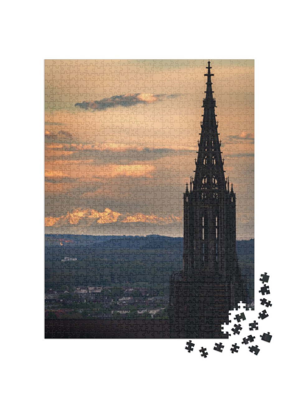 puzzle 1000 dílků „Ulmský kostel při západu slunce“