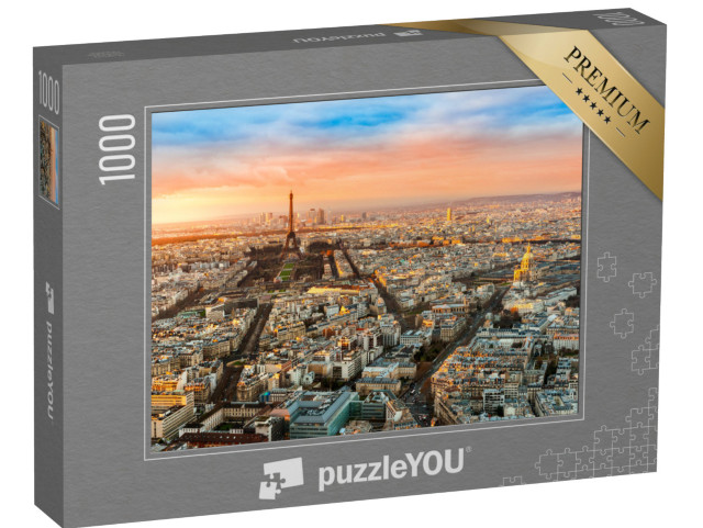 puzzle 1000 dílků „Širokoúhlý pohled na Paříž za soumraku, Francie“