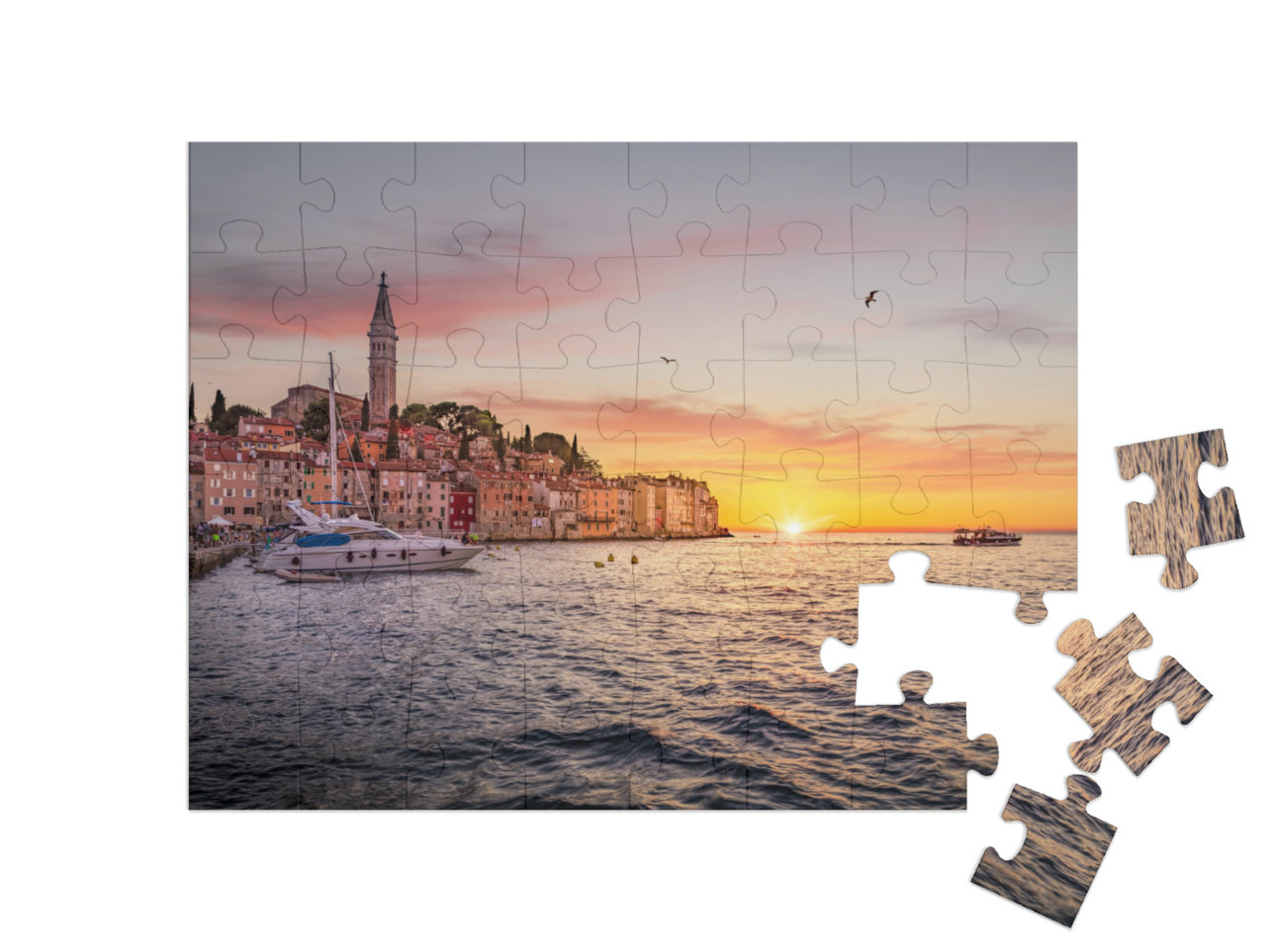 puzzle 48 dílků „Staré centrum města Rovinj při západu slunce, Istrie, Chorvatsko“