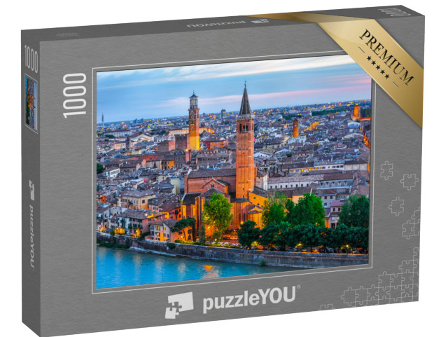 puzzle 1000 dílků „Noční letecký pohled na Veronu, Itálie“